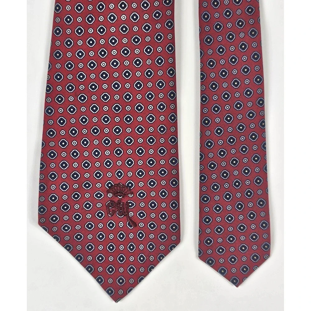 Vintage Woolf Brothers Countess Mara Tie Geometric Logo Red Black Blue Irregular